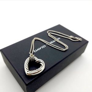 David Yurman Sterling Silver & 18k Gold Classic Cable Large Heart 16" In Pendant